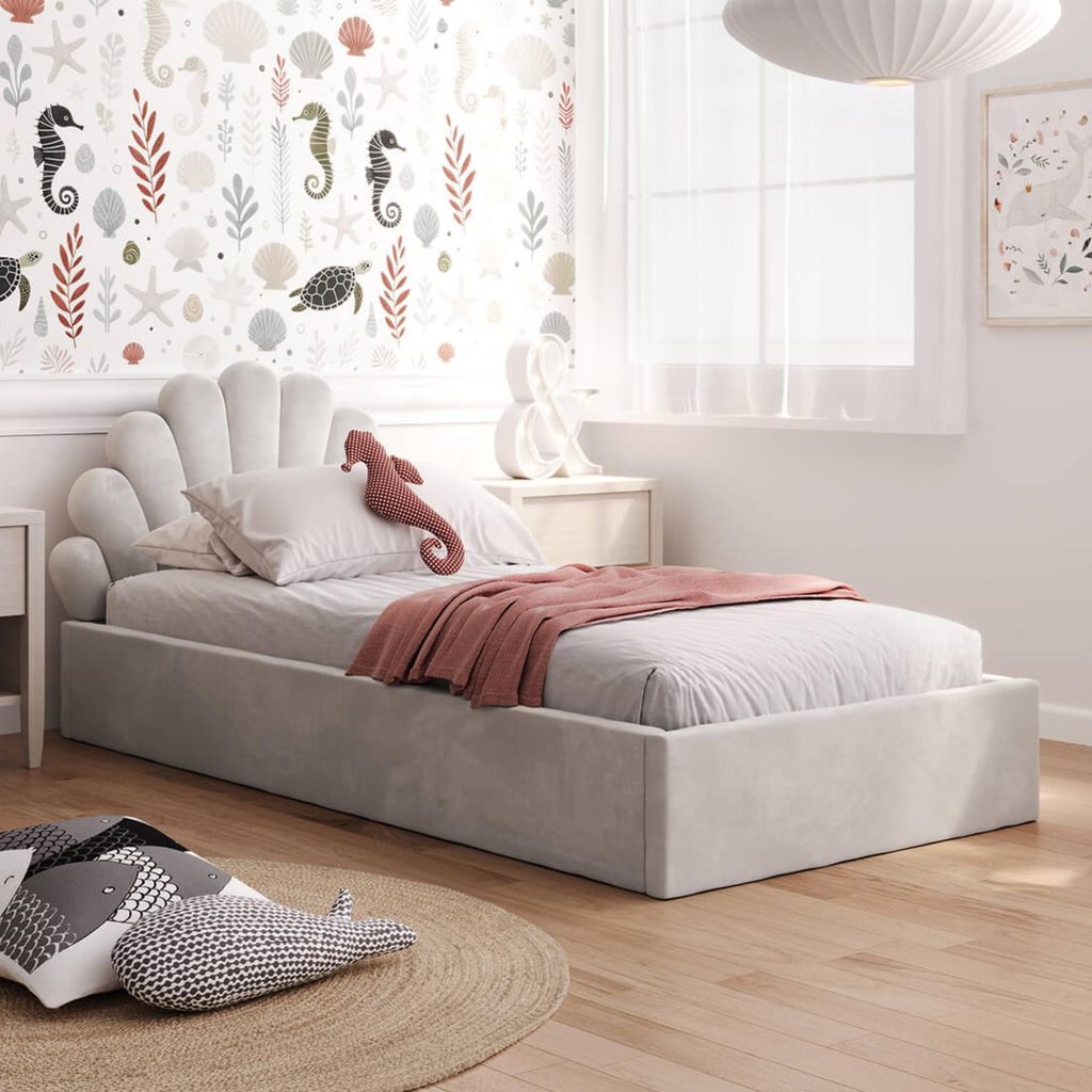 Kids Collective Kinderbett Polsterbett 90x200 cm Stauraumbett Kinder Bett Jugendbett mit Lattenrost & Metallrahmen | Bettkasten mit Gasdruckfedern,...