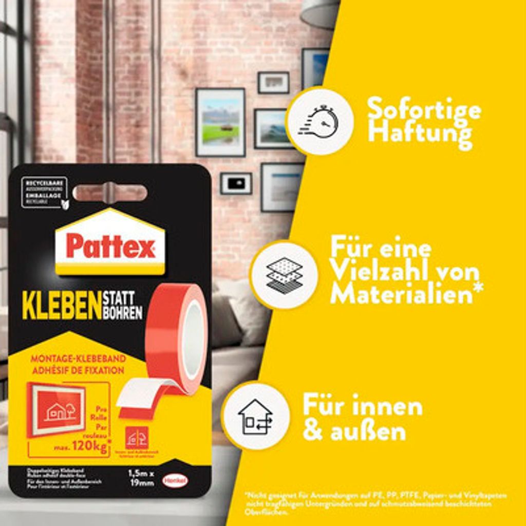 Pattex Kleben statt Bohren doppelseitiges Klebeband Produktbild 3