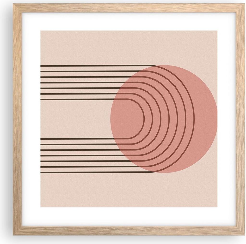 Gerahmtes Poster - Rahmen in heller Eiche - Abstraktion Minimalismus Kreide - 40x40 cm - Wand Bild - Wanddeko - Wandbilder - Kunstposter - Wandpost...