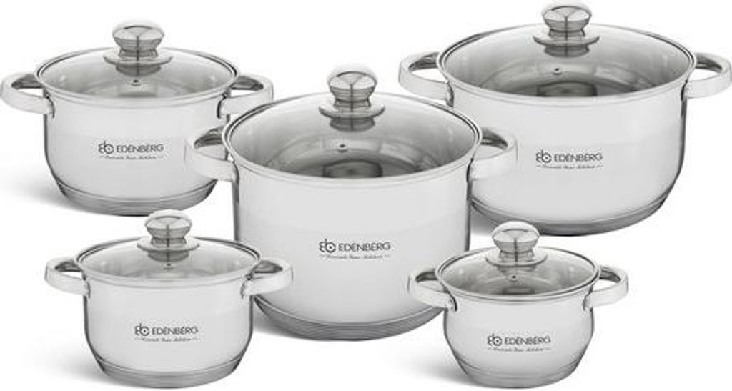 Topfset – Edelstahl – 12-teilig – mit 7-lagigem Boden! Produktbild 