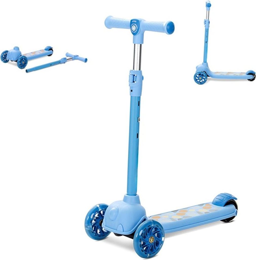 Lorelli JETSTER 3-Rad Kinder-Scooter ab 3 J. – LED PolyurethanRäder, ABEC-9, höhenverstellbar 66–76 cm (3 Stufen), klappbar, bis 20 kg