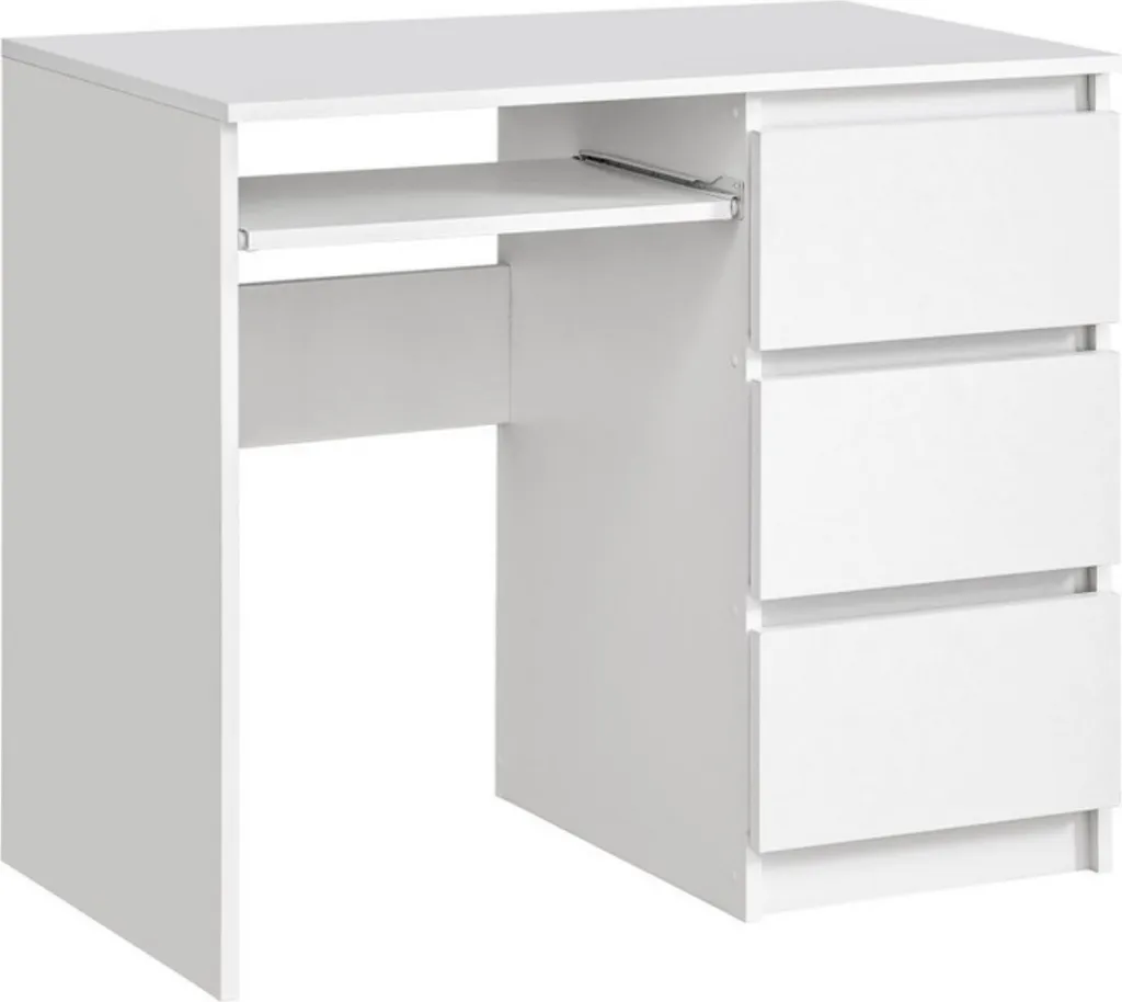 Scrivania per Ragazzi FURNICA BRUNO Bianca Opaca 3 Cassetti 90cm