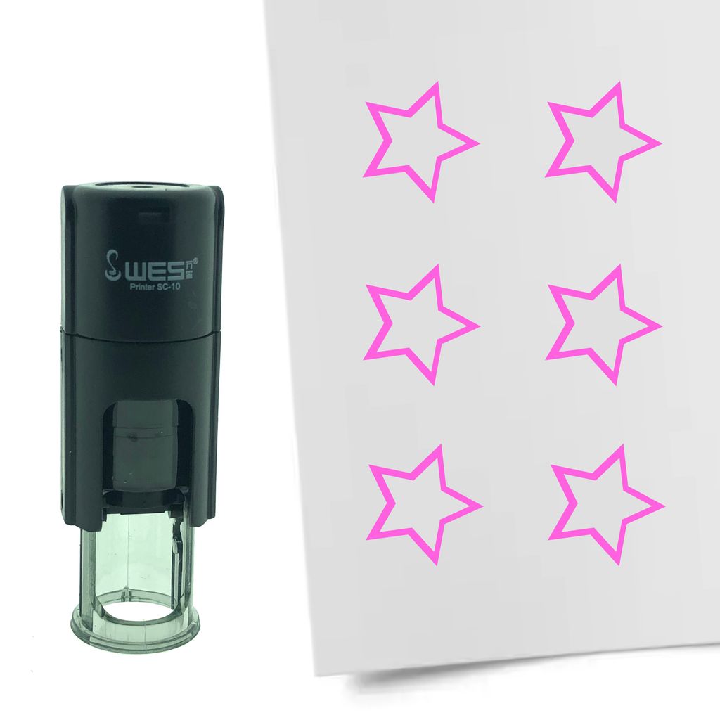 CombiCraft Selbstfärbender Stempel 'Umrandeter Stern' in der Farbe Pink, Ø10mm