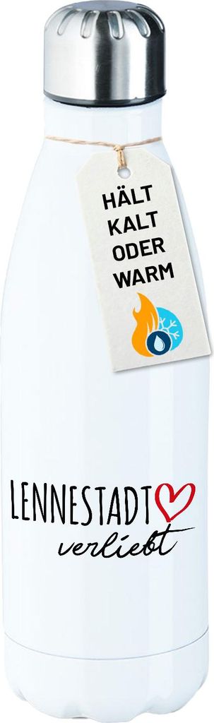 Huuraa Trinkflasche Lennestadt verliebt 500ml White Edelstahl Wasserflasche Trinkflasche Geschenkidee