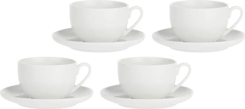 Tasse avec Soucoupe 250 ml pour Petit-Déjeuner et Goûter - Lot de 4