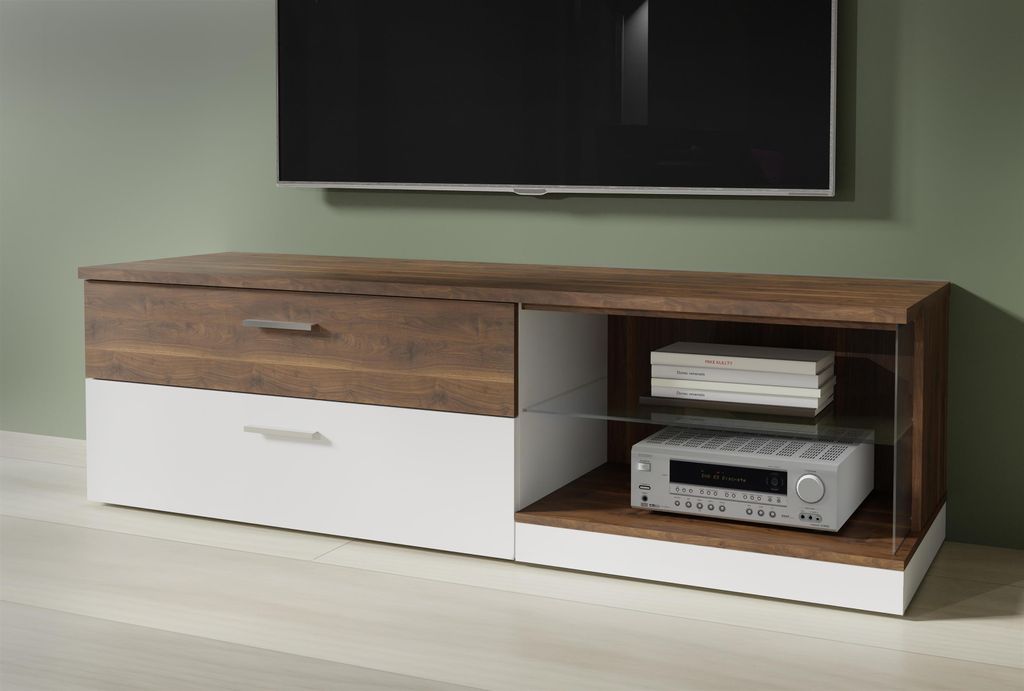Lowboard RAIDON Optik: Weiß Walnuss Front Highgloss, von Produktbild 