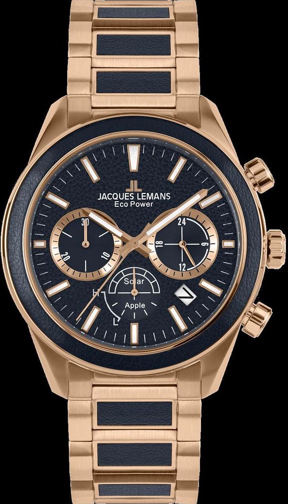 Jacques Lemans Eco Power Solar Chronograph Solaruhr Apple 1-2115H NEU 10ATM