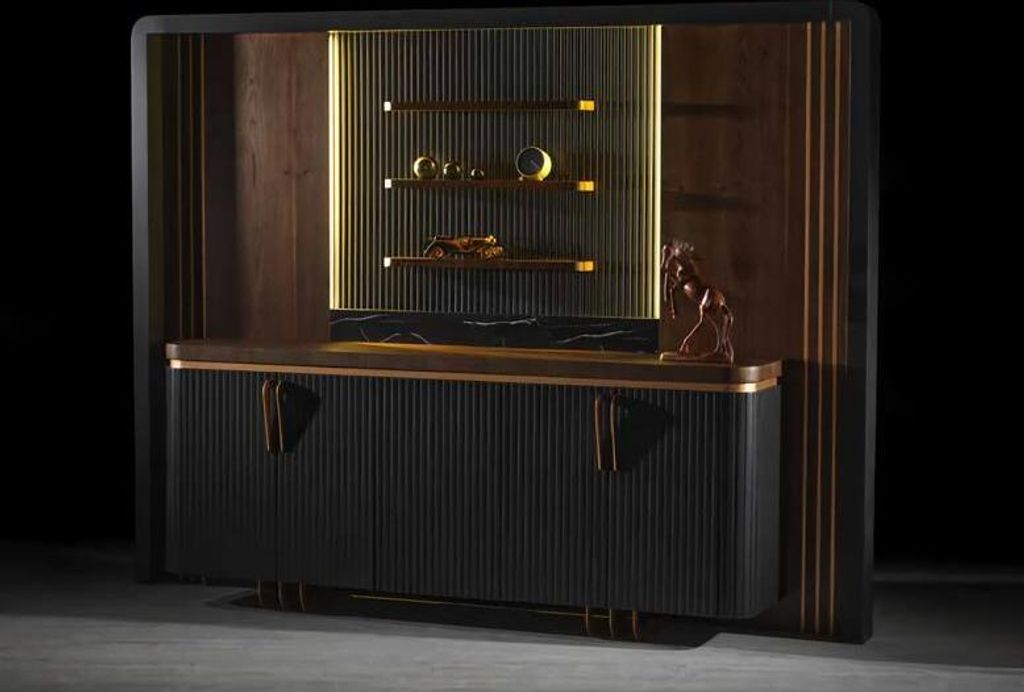 Luxus Arbeitszimmer Set Schreibtisch Schrank Mit Beleuchtung Couchtisch