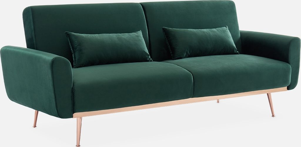 sweeek - 2-3-Sitzer Design Sofa mit Samtbezug - Grün