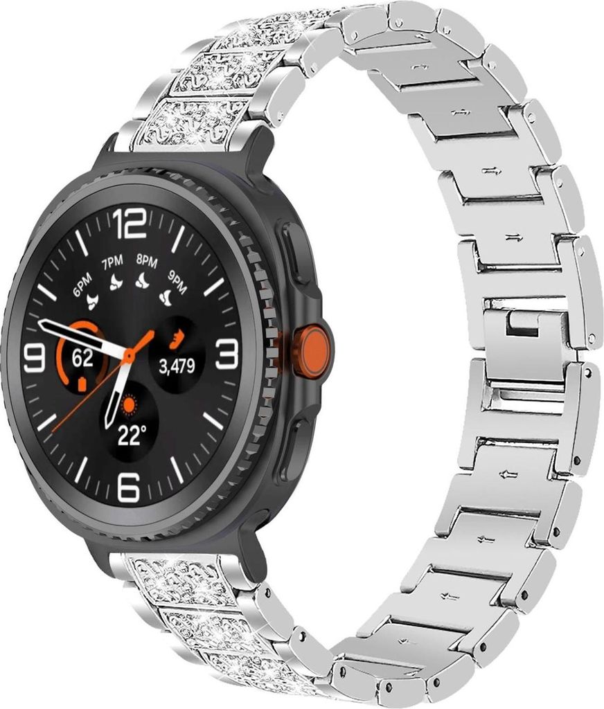 s Edelstahl Armband mit Diamant Design Silber für Samsung Galaxy Watch 8 / 8 Classic