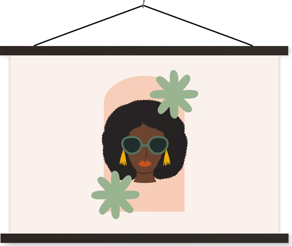 MuchoWow Textilposter Porträt - Sommer - Frau 90x60 cm mit schwarzem Rahmen - Aufhängungssatz