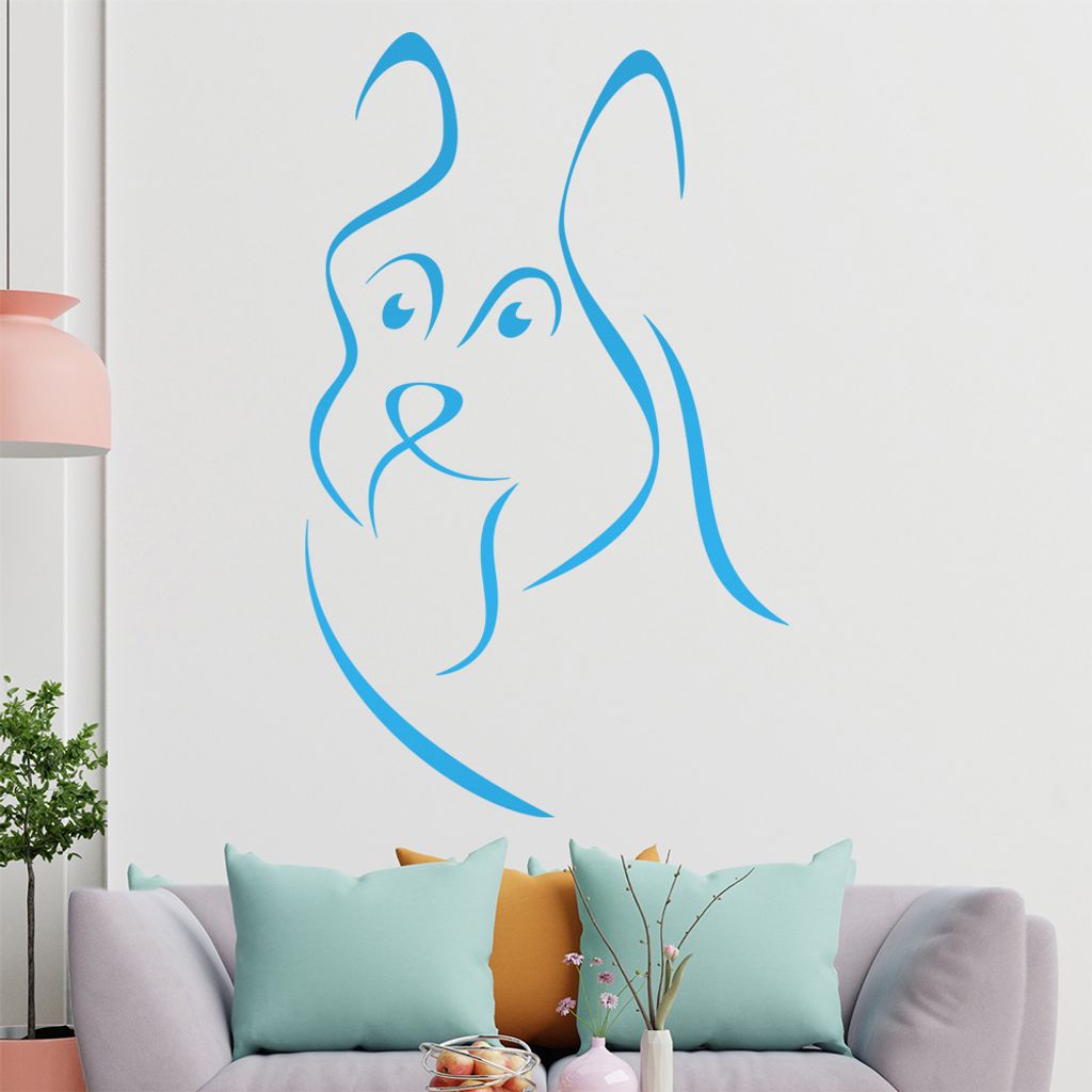 Hund Linien - Hunde Wandtattoo in 6 Größen - Wandaufkleber Wall Sticker - Dekoration, Küche, Wohnzimmer, Schlafzimmer, Badezimmer