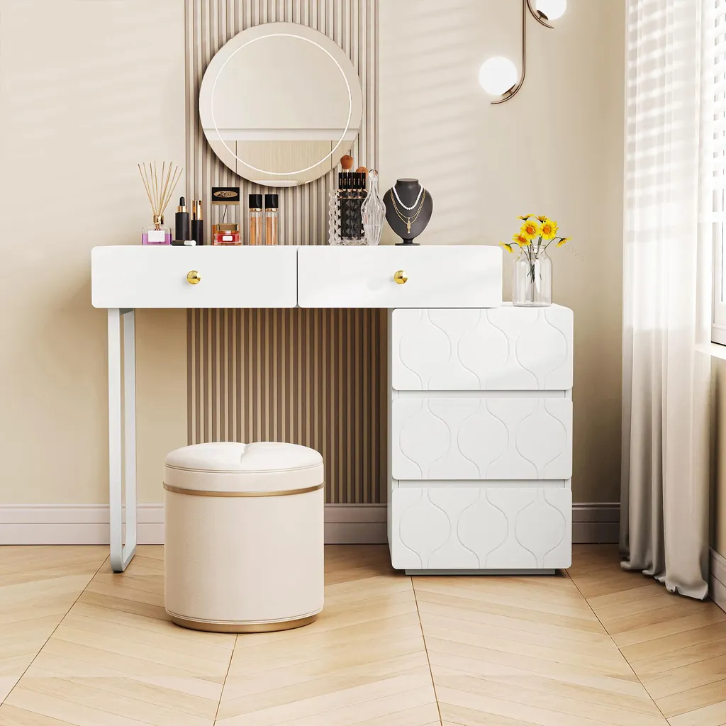 Coiffeuse 5 Tiroirs Blanche : Fini le Désordre avec ce Design Flexible