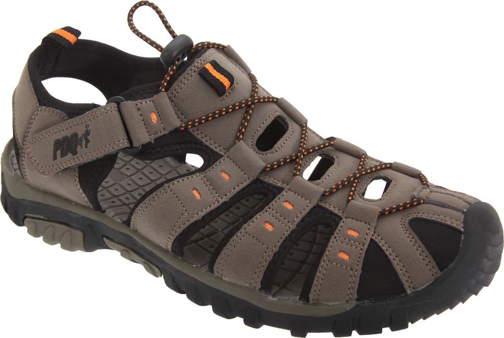 PDQ Herren Sandale / Trekking-Sandale DF555 (43 EU) (Dunkles Taupe/Orange)