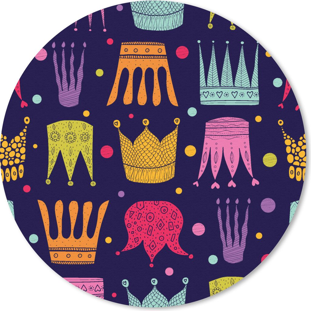 MuchoWow Mauspad Mousepad Muster - Krone - Farben - Kinder - Kinder 50x50 cm - Mousepads - Maus Mat - Pad - Mausunterlage - Vinyl