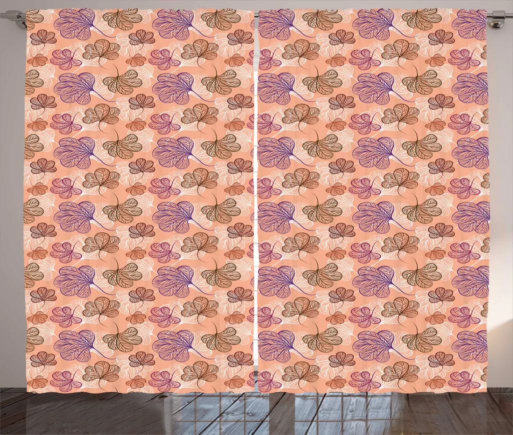 Rideaux de salon universels à motif fleurs et feuilles forêt 280x225cm