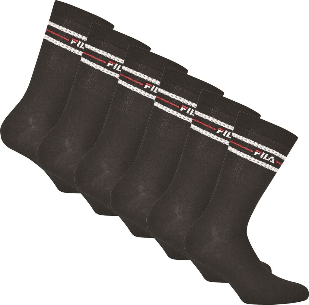 FILA Unisex Socken, 6er Pack - Strümpfe, Street, Lifesyle, Sport (2x 3 Paar) Schwarz 39-42