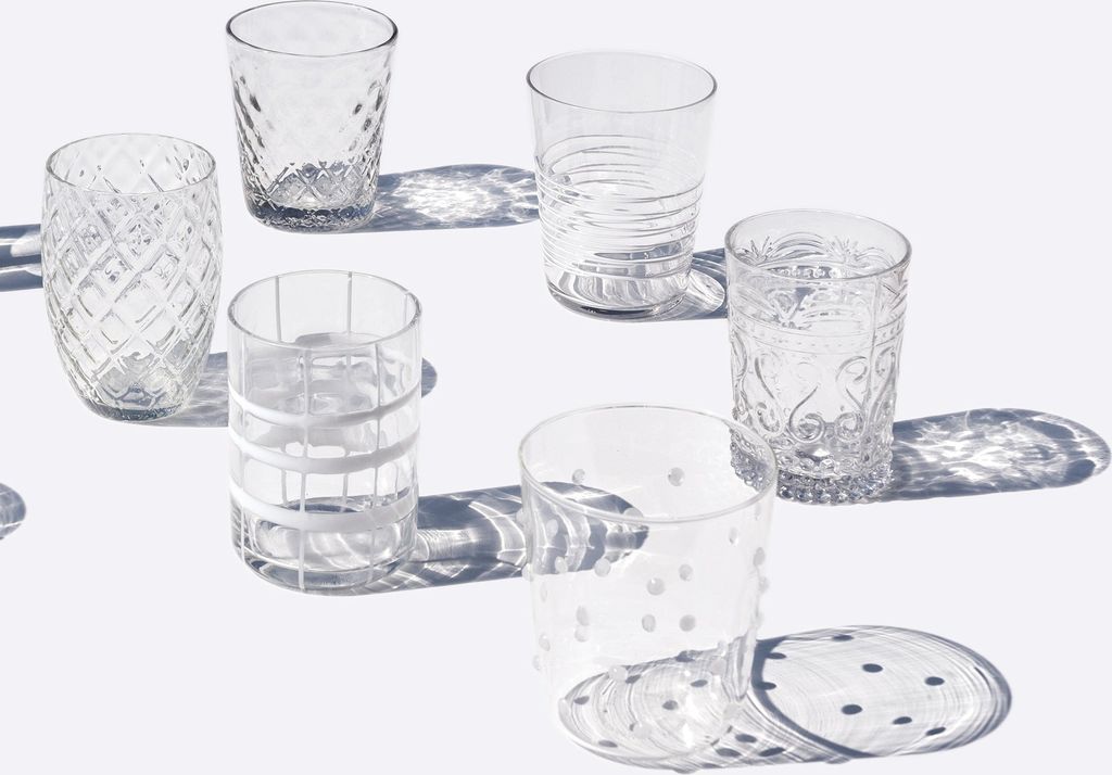 Zafferano Melting Pot Gläser - 6 transparente Gläser, 32 cl, mundgeblasen, handgefertigt, für Cocktails/Wasser
