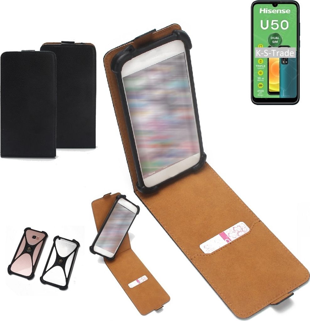 K-S-Trade Handyhülle Schutzhülle kompatibel mit HiSense U50 Hülle Case Cover Flip Style Bumper schwarz 1x