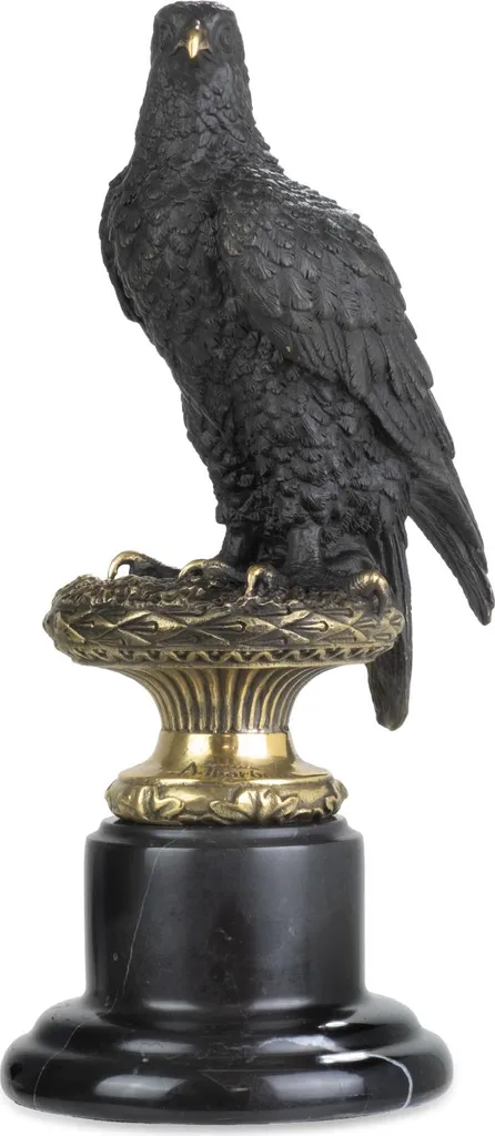 Moritz Statue d'Aigle en Bronze sur Socle Marbre - Sculpture de 31 cm