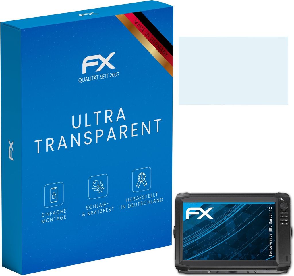 atFoliX FX-Clear 3x Schutzfolie kompatibel mit Lowrance HDS Carbon 12 Displayschutzfolie