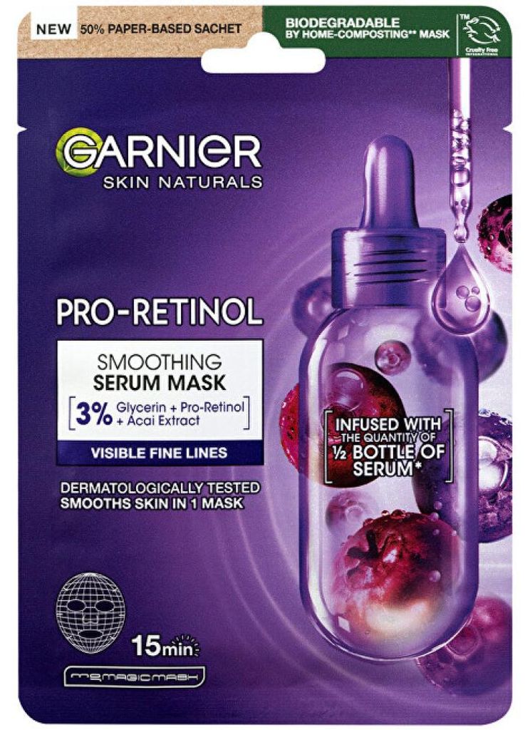 Garnier Haut Naturals Pro-Retinol Glä ttende Serum-Maske