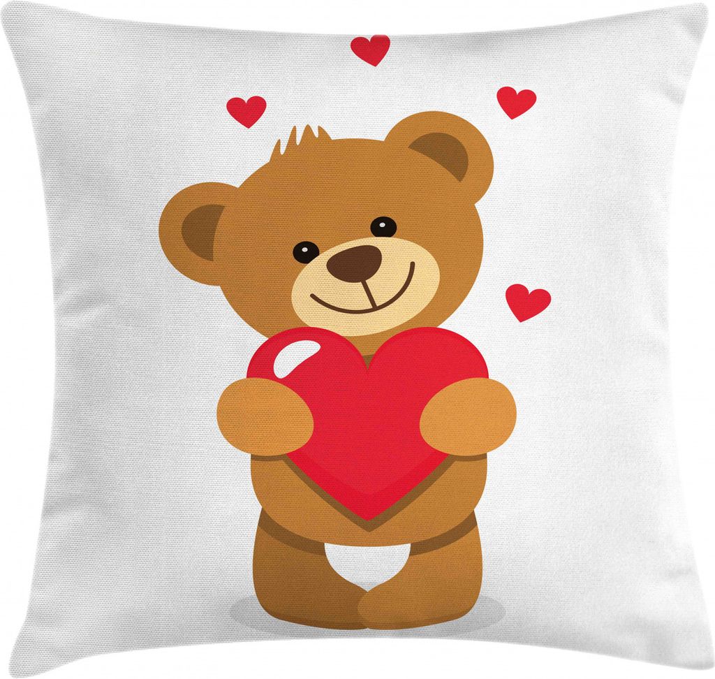 ABAKUHAUS Lustiger Bär Kissenbezug, Valentinstag-Herz, für den Innen oder Außen Bereich geeignet mit Reißverschluß Waschbarer Stoff, 50 x 50 c...