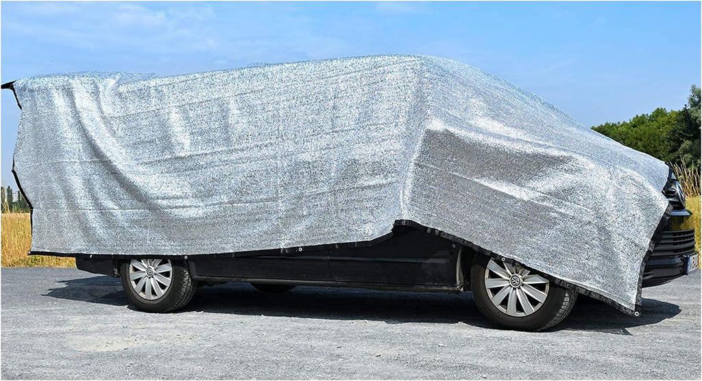 Schattennetz Auto Hund 4x6 m – Alu Hitzeschutz mit Ösen – Produktbild 
