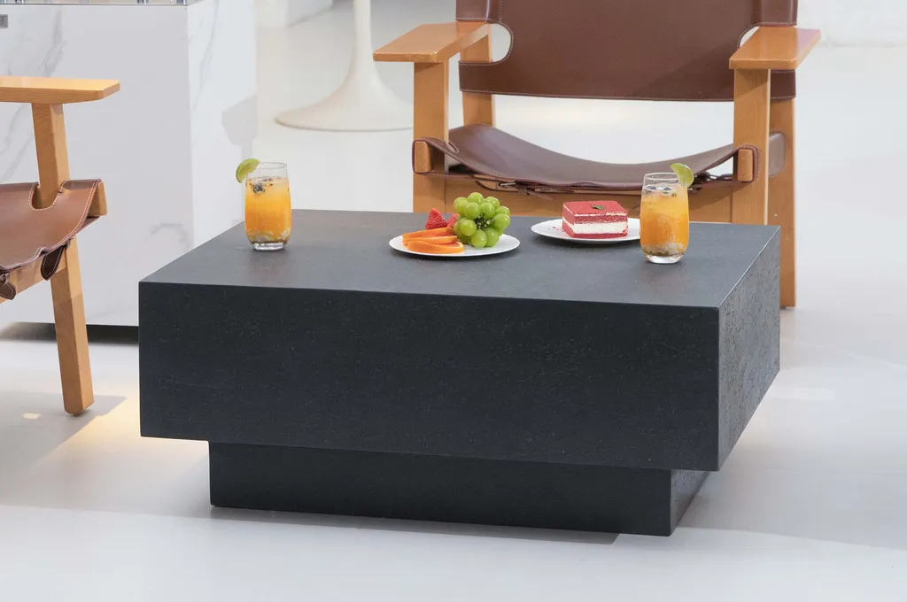Table basse rectangulaire en pierre de travertin noir TEVERE Medium