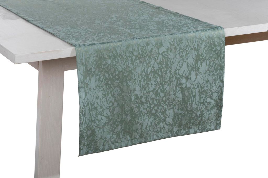 Pichler Jacquard mit Fleckschutz marmoriert Tischläufer 1er Set 150 x 50 cm MARBLE Rechteck jade , 2 cm breit gesäumt