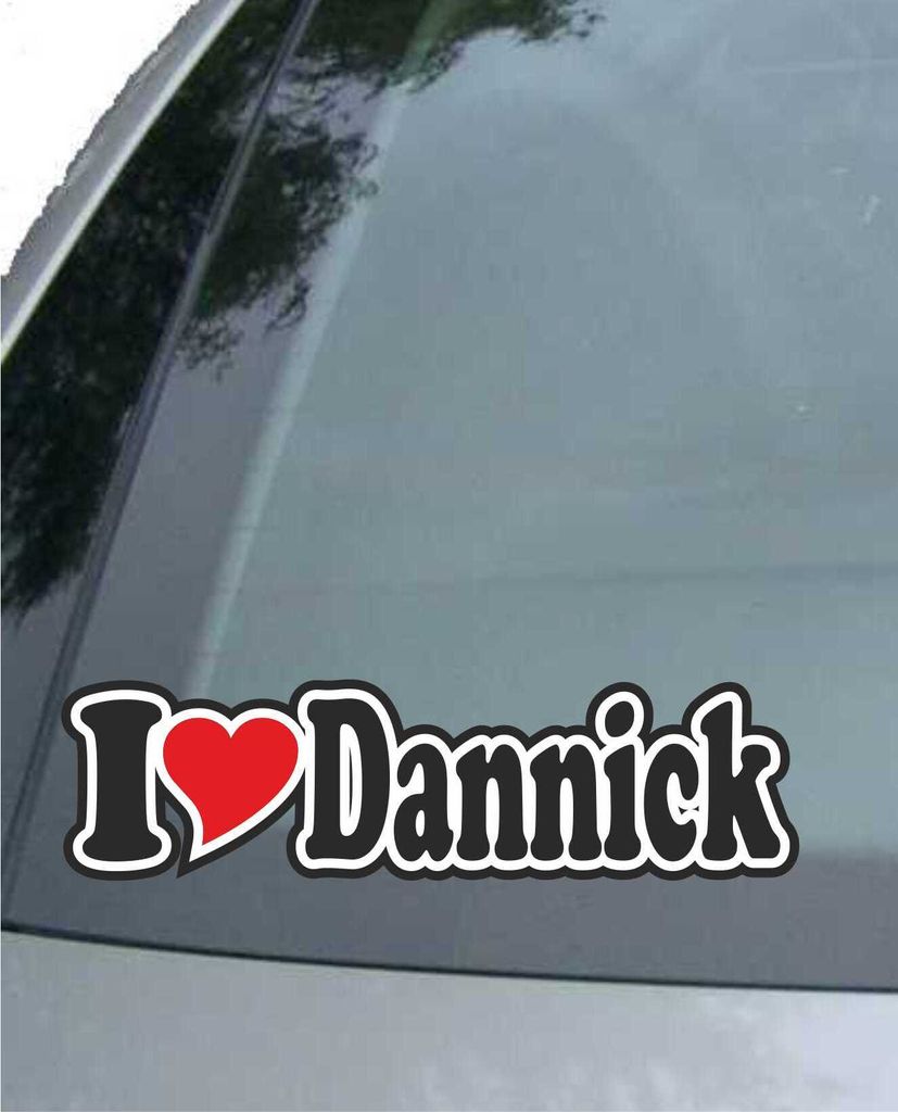 INDIGOS UG - Aufkleber / Autoaufkleber I Love Heart - Ich liebe mit Herz 15 cm - I LOVE Dannick - Auto LKW Truck - Sticker mit Namen vom Mann Frau ...