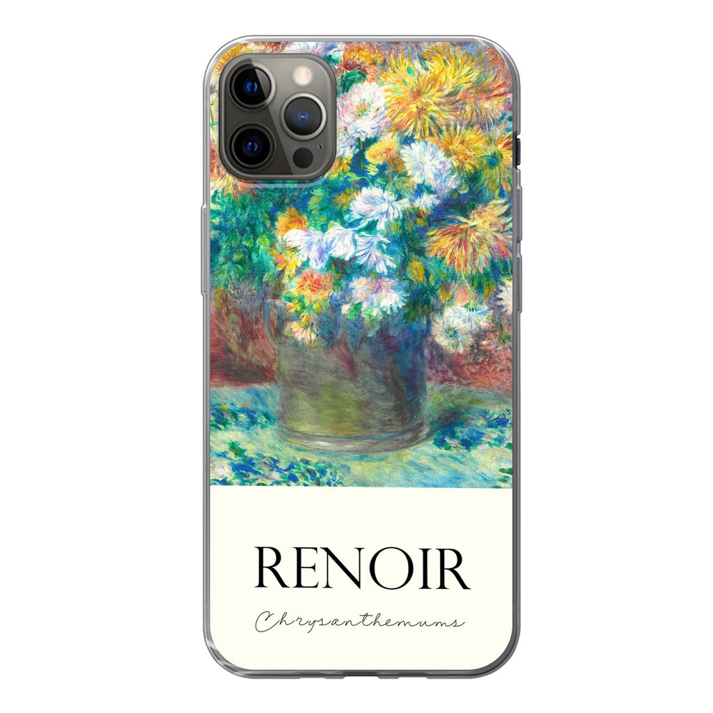 MuchoWow Handyhülle Schutzhülle Hülle für iPhone 12 Pro Max Renoir - Chrysantheme - Gemälde Silikon Softcase Handy Hülle - Hartschale