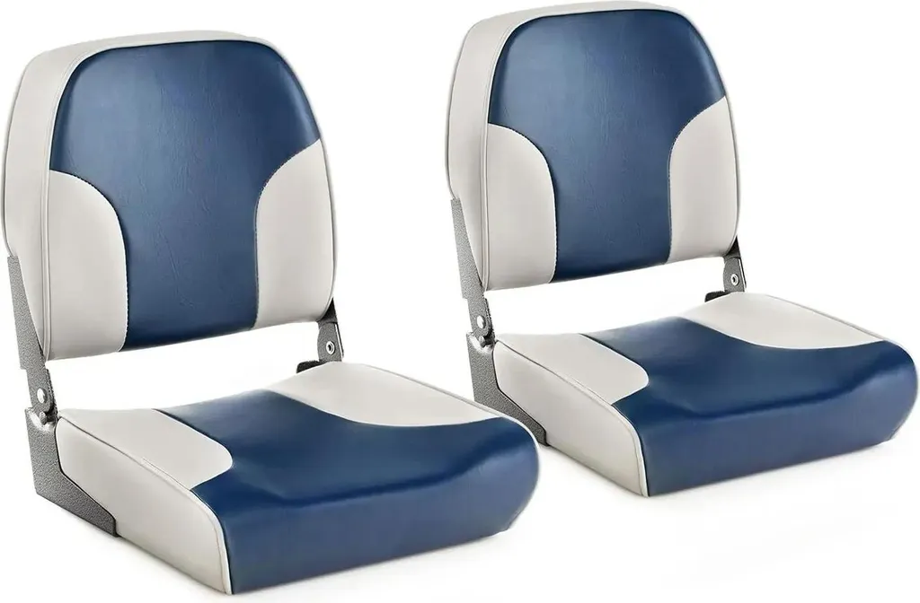Lot de 2 sièges de bateau rabattables bleus avec mousse 12 cm pour cabine