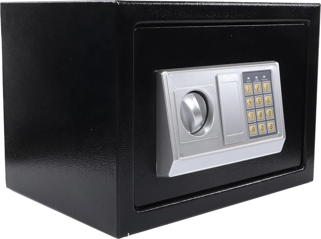 Coffre-fort numérique à code et clé - Armoire de sécurité noire 17L