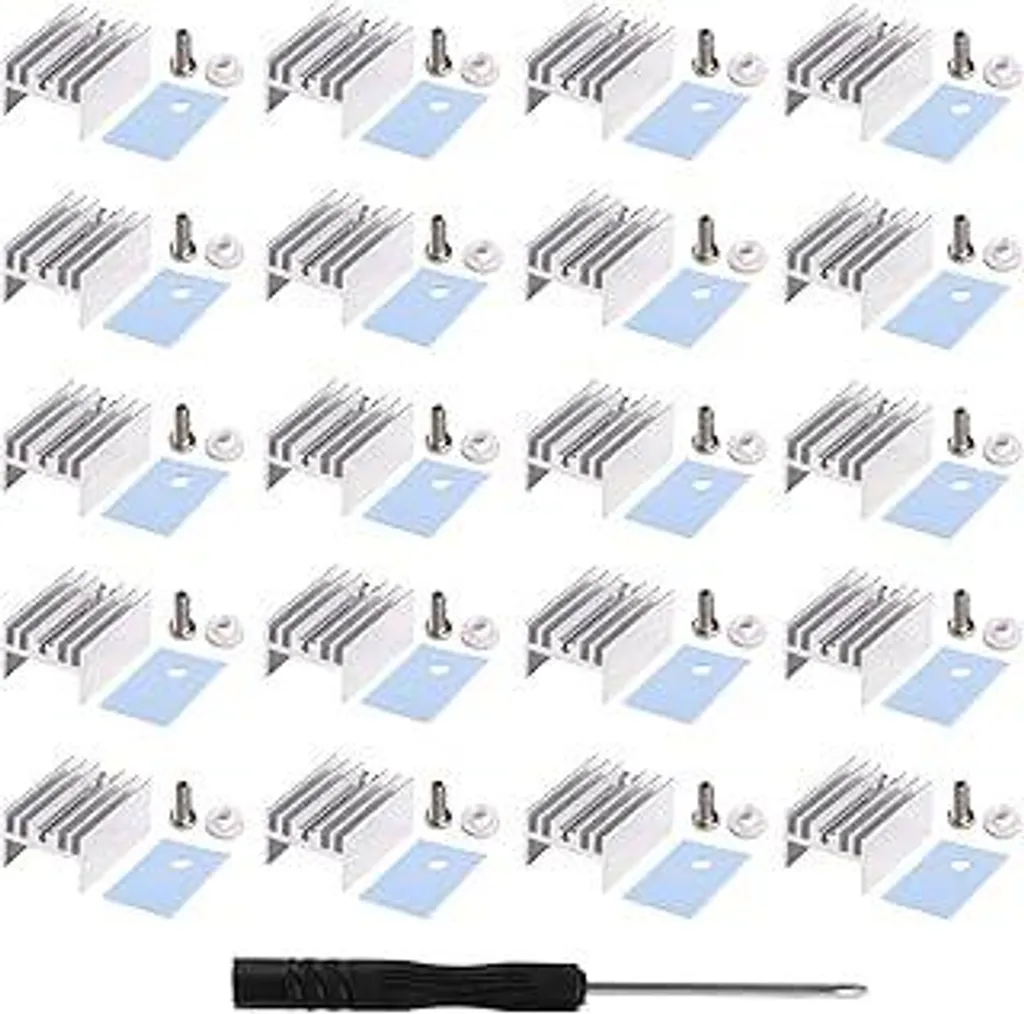 Kit 20 Dissipatori VooGenzek TO-220 20x15x10mm con Isolatori Silicone