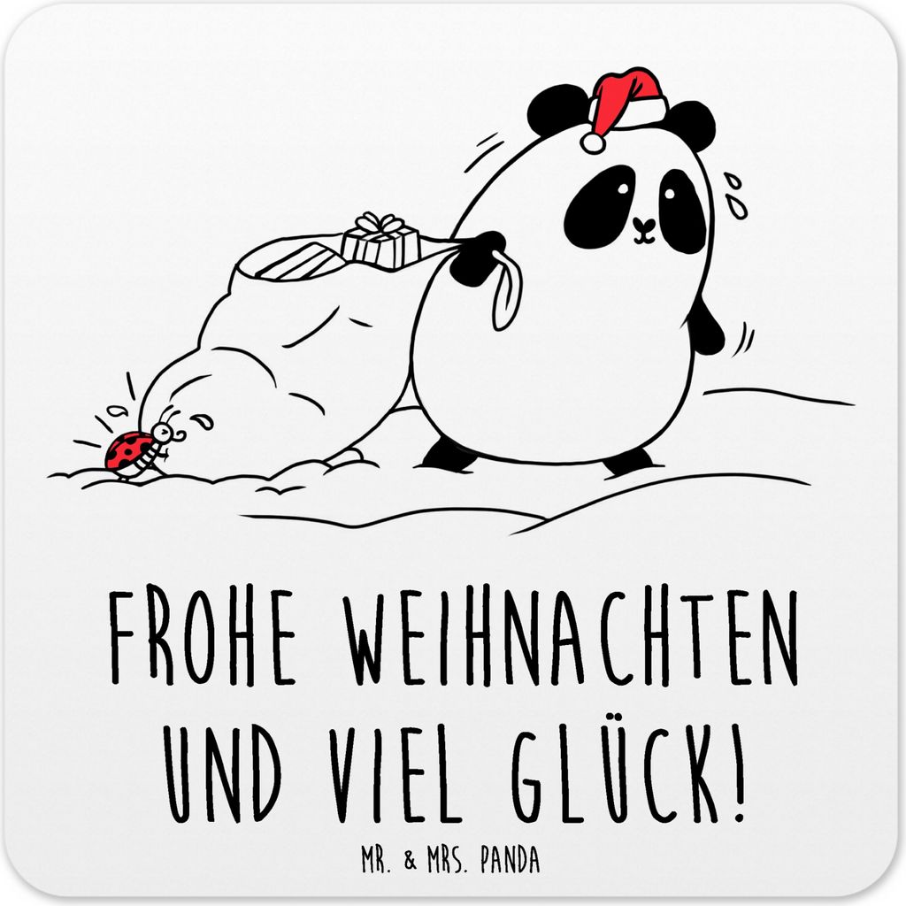 Mr. & Mrs. Panda Untersetzer für Gläser Panda Weihnachten 6er Set - Weiß - Geschenk, Tassenuntersetzer, Glas-Untersetzer, Tischuntersetzer, Ecki...