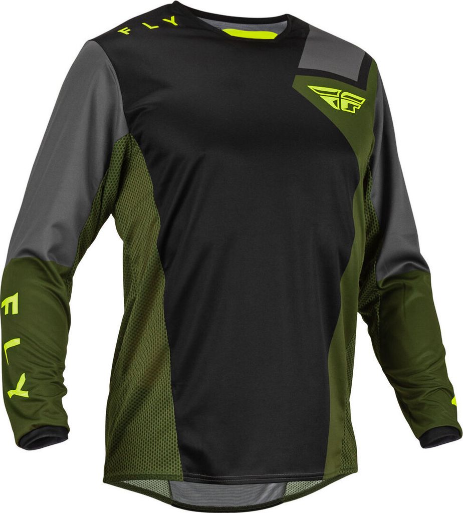 Fly Racing Kinetic Jet Motocross Jersey, schwarz/gelb/grün, XL