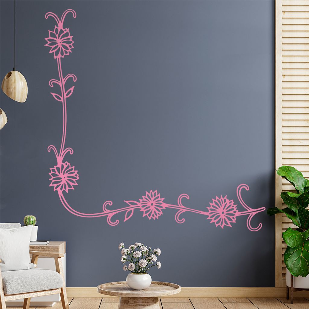 Blumen - Ranken Wandtattoo in 6 Größen - Wandaufkleber Wall Sticker - Dekoration, Küche, Wohnzimmer, Schlafzimmer, Badezimmer