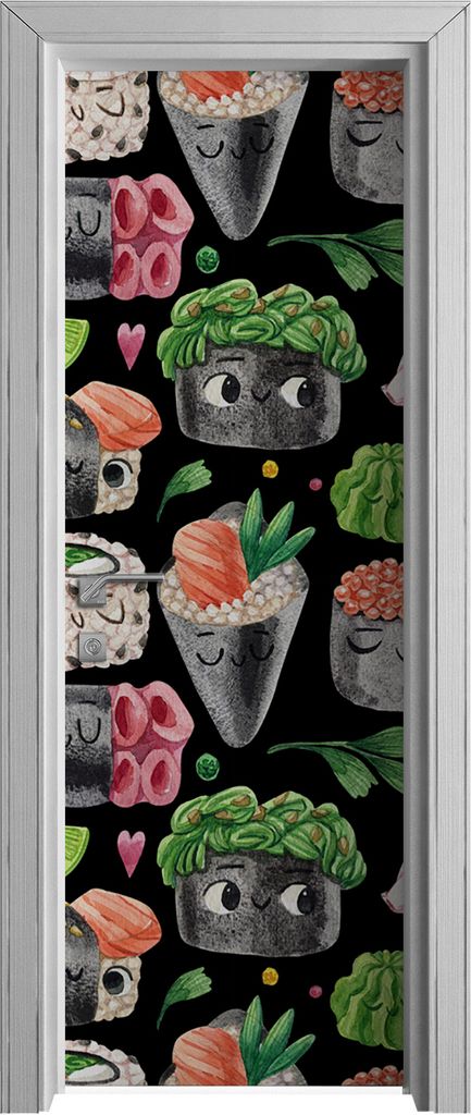 Tür Selbstklebende 70x210 cm Türfolie Türtapete Klebefolie - Cartoon Sushi-Rolle
