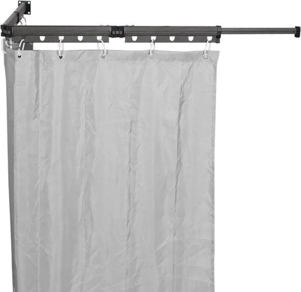 Rideau de douche imperméable en lin gris 200 x 150 cm pour salle de bain