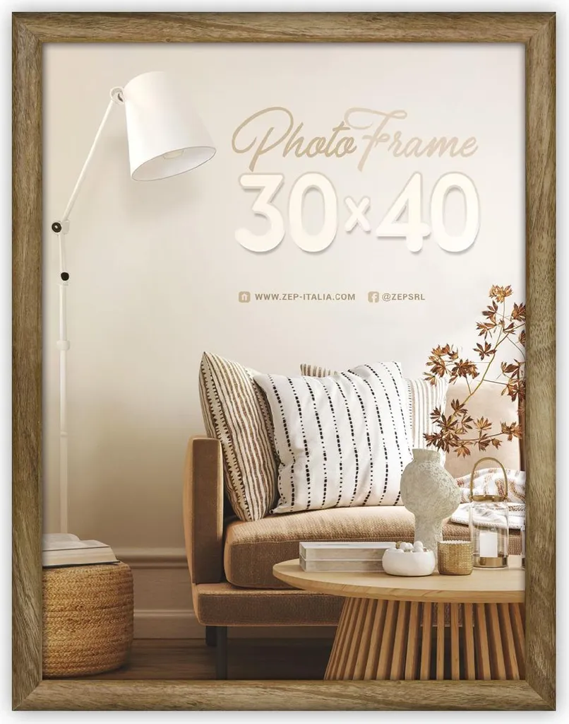 Grand Cadre Photo 50x70 cm Genova Marron pour Décoration Salon et Bureau