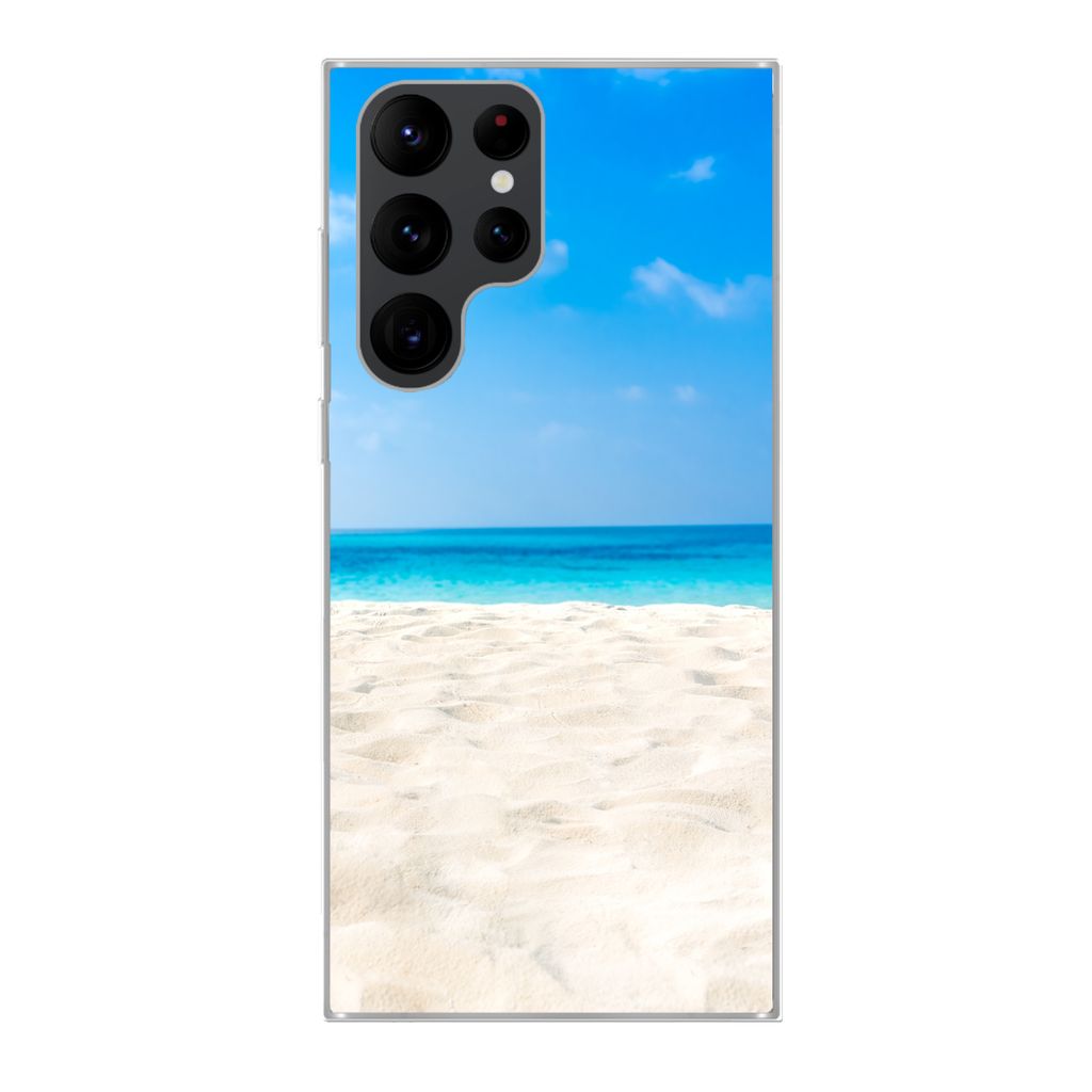 MuchoWow Handyhülle Schutzhülle Hülle für Samsung Galaxy S22 Ultra Strand - Meer - Sand Silikon Softcase Handy Hülle - Abbildung