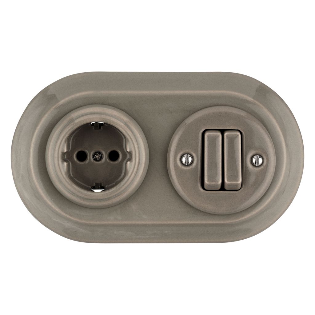 Fontini Interrupteur Interrupteur Rétro En Porcelaine UP - Série PR1 Blanc - Double Commande Interrupteur En Porcelaine Design