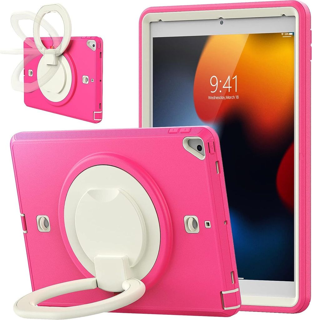 Tasche für iPad 9/8 10.2" mit Ständer und Schultergurt Pink