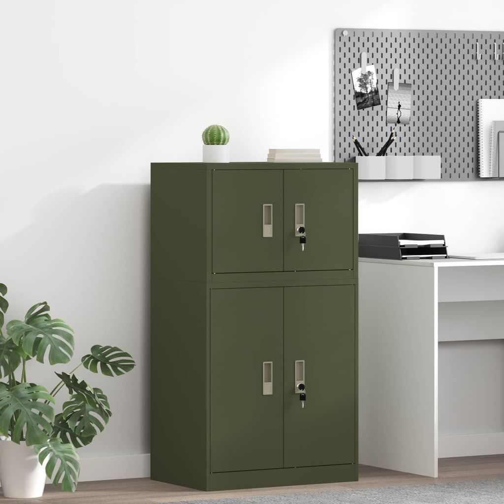 Langlebige Aufbewahrungsschrank - elegante Design - Sideboard/Kommode - Olive Grün 60x40x40cm Stahl - Aktenschränke Top3270240