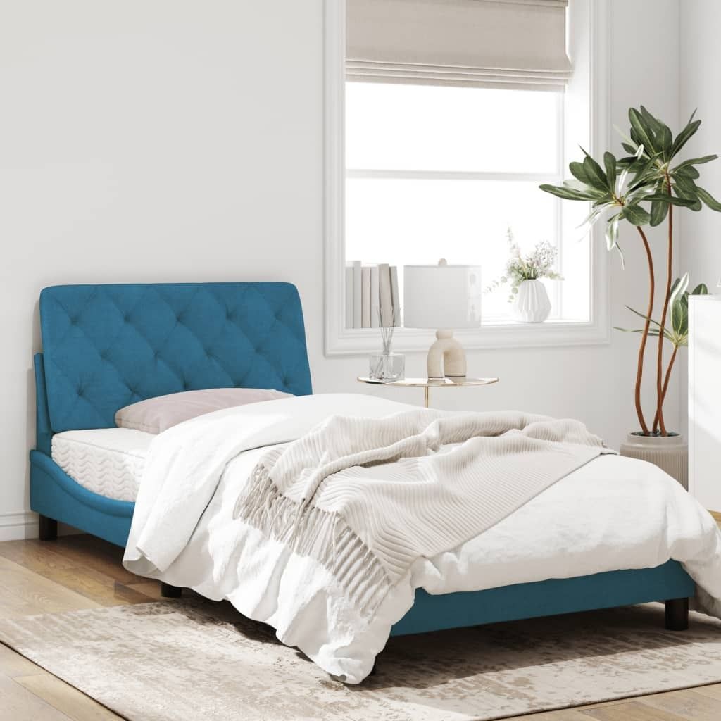"im Sonderangebot"Bettgestell Stylishces - Einzelbett/Jugendbett mit Lattenrost - ohne Matratze - Blau 100x200cm Samt - Klassische Betten DEMöbel2...