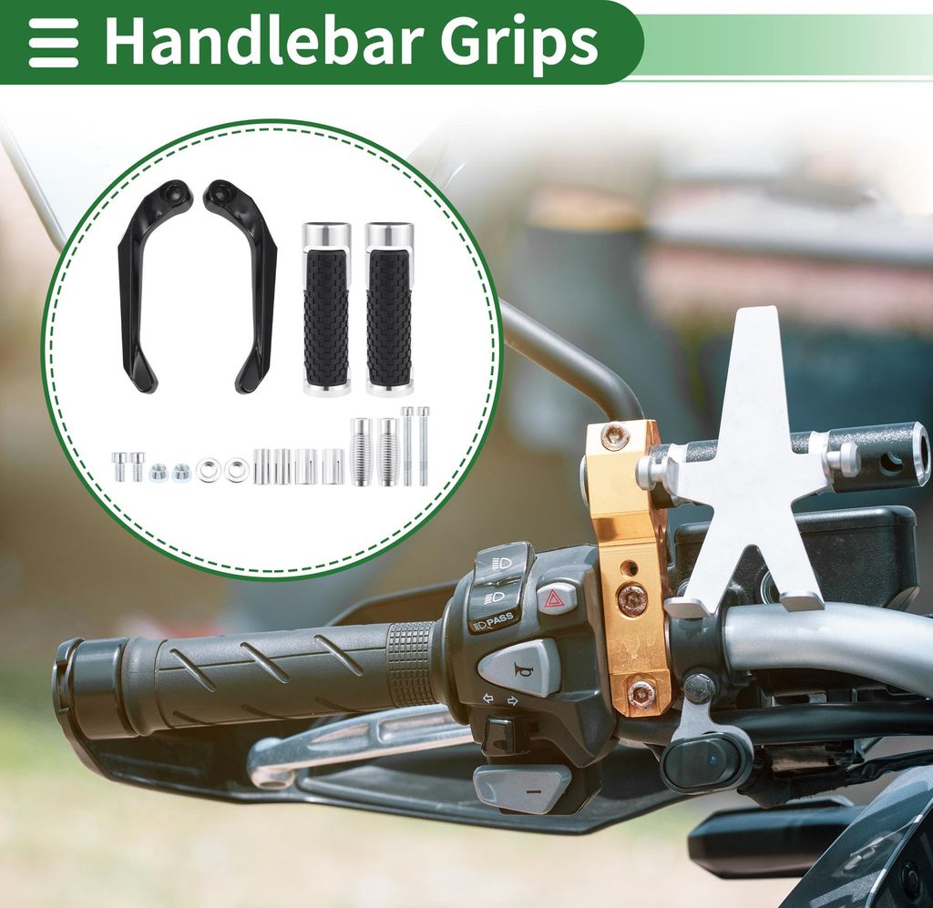 7/8" 22mm 15/16" 24mm Motorrad Lenkergriffe Abdeckung Kit Aluminiumlegierung Gummigriffabdeckung für Motorrad Roller Fahrrad ATV Silber Ton 1 Satz