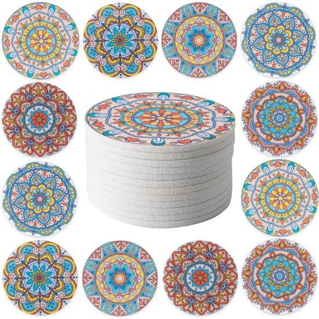 Dessous-de-verre de table basse en verre 10cm forme fleur antidérapant