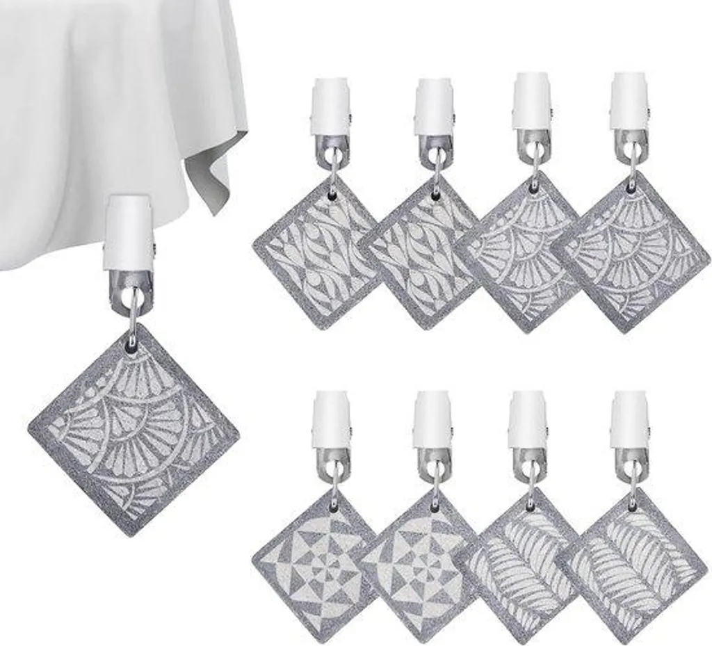 Poids de table en pierre avec clip lot de 8 pour nappe extérieure grise