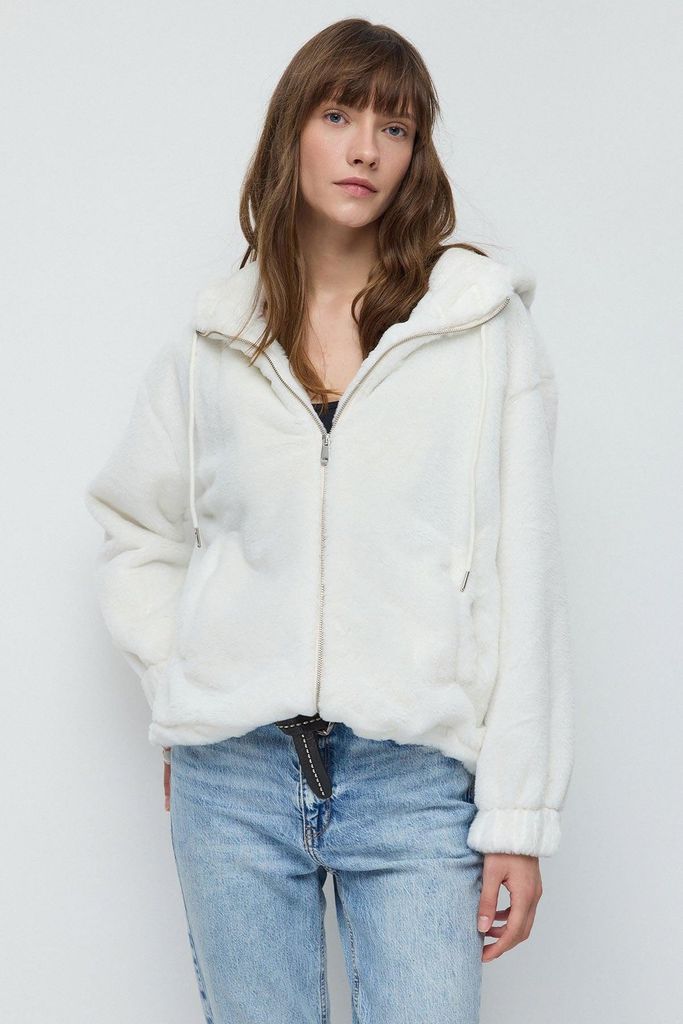 Fleecejacke mit Reißverschluss, White, L
